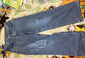 Shein High rise Cut out distressed stone wash jean