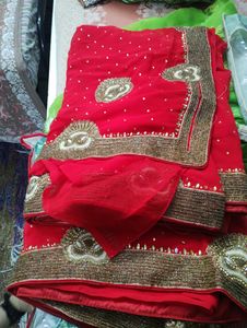 Beautiful Red Saree With Blouse