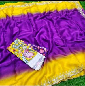 Purple With Yellow Color Rangoli Saree