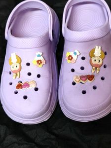 Women Purple Rubber Crocs with Charms