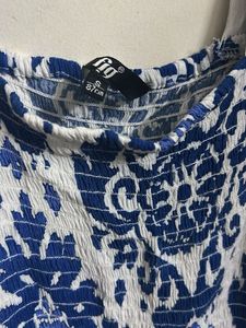 Blue &amp; White Patterned Dress