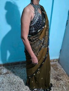 OFFER🥳Chiffon Designer Saree( No Blouse)🤎😍