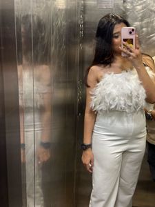 Elegant White Fur Jumpsuit  Perfect Birthday &amp; Par