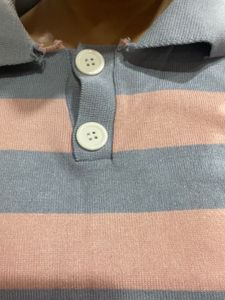 Blue And Pink Stripe Top With Side Button