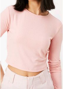 Pink Ribbed Long Sleeve Top