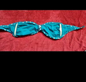 Blue Polka Dot Bandeau Top