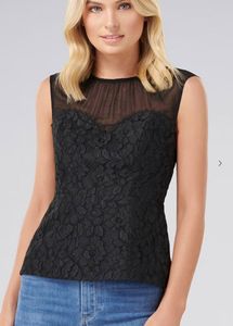Chic Black Lace & Mesh Sleeveless Top