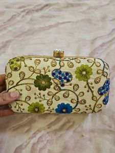 Floral Embroidered Clutch