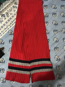 Red Striped Knit Scarf
