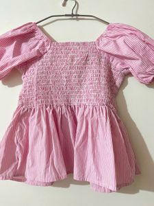 Striped Pink Peplum Top