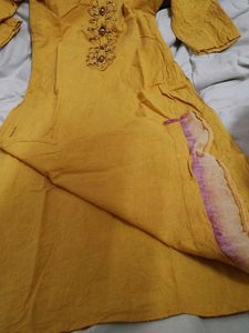 Yellow Embroidered Kurta