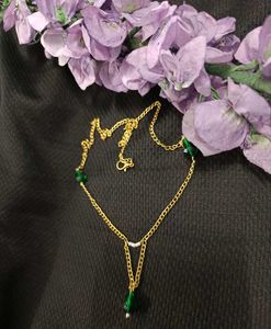 Handmade Gold & Emerald Green Beaded Necklace