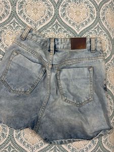 Ajio High Waist Denim Shorts
