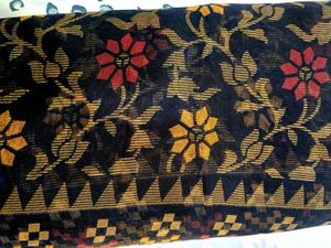 Elegant Black &amp; Gold Floral Saree