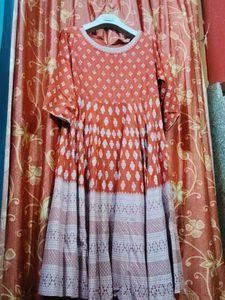 Red &amp; White Printed Kurta
