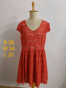 Coral Lace Dress(Fixed Price)