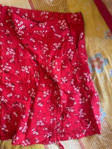Red Floral Mini Skirt