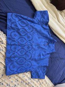 Blue Embroidered Top