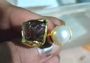 semi precious stones ring with real