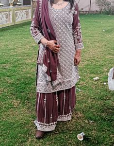 Plazo Kurta Dupatta Set Mirror Work