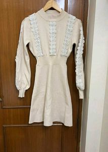 Elegant Lace Trim Knit Dress