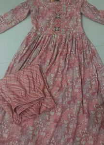 Tomato 🍅 Colour Floral Print Kurti Pant Set