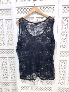 Imported Black Oversized Laced Top A