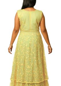 Yellow Embroidered Maxi Dress For Girl 8-15 Year