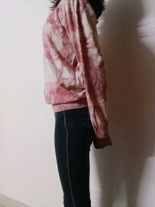 Pink And White Tie&amp;Dye Sweatshirt
