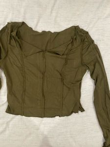 Olive Green Long Sleeve Top