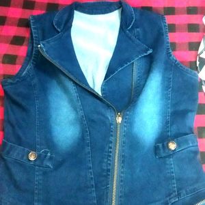 Denim Vest with Zipper