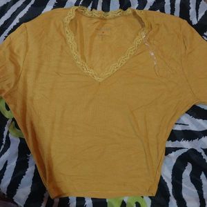 Mustard Full Sleeves Crop Top