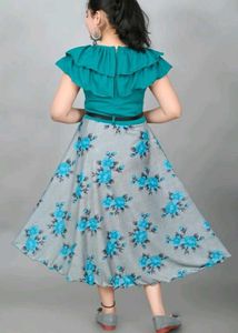 Floral Print Sea Green Dress