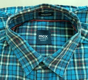 MAX Blue Checkered Shirt (100% Cotton)