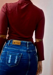 Maroon Cutout Top