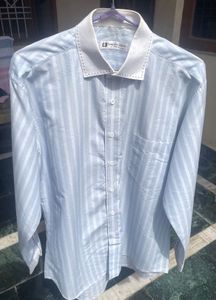 Korean Light Blue And White Striped Shirt