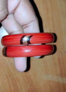 Red Glass Bangles - Set of 2