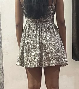 Floral Olive And White Mini Dress