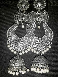 Silver Jhumka Earrings