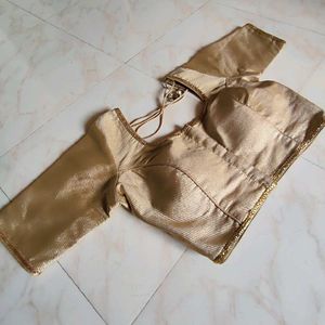 Elegant Gold Silk Blend Readymade Blouse