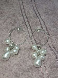 Pearl Drop Hoop Earrings
