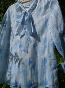 Vintage Blue Geometric Blouse