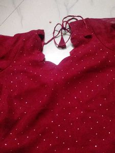 Maroon Embroidered Kurta Set