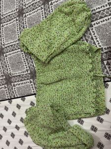 Green Floral Smocked Set