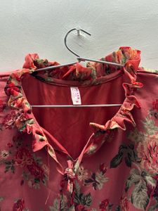 Stylish Red Floral Dress👗
