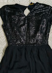 Maxi Black Party Wear Sequins Dress