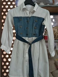 Denim &amp; White Button-Up Dress