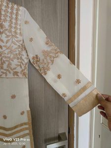 Off White Embroidered Kurta Set