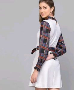 Plaid Collar Mini Dress
