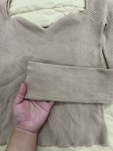 Shein Ribbed Knit Long Sleeve Top
